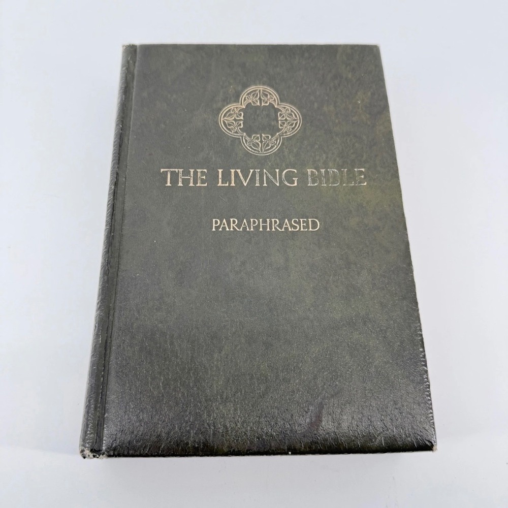 Tyndale The Living Bible Paraphrased 1971 Faux Leather Green Solid 988